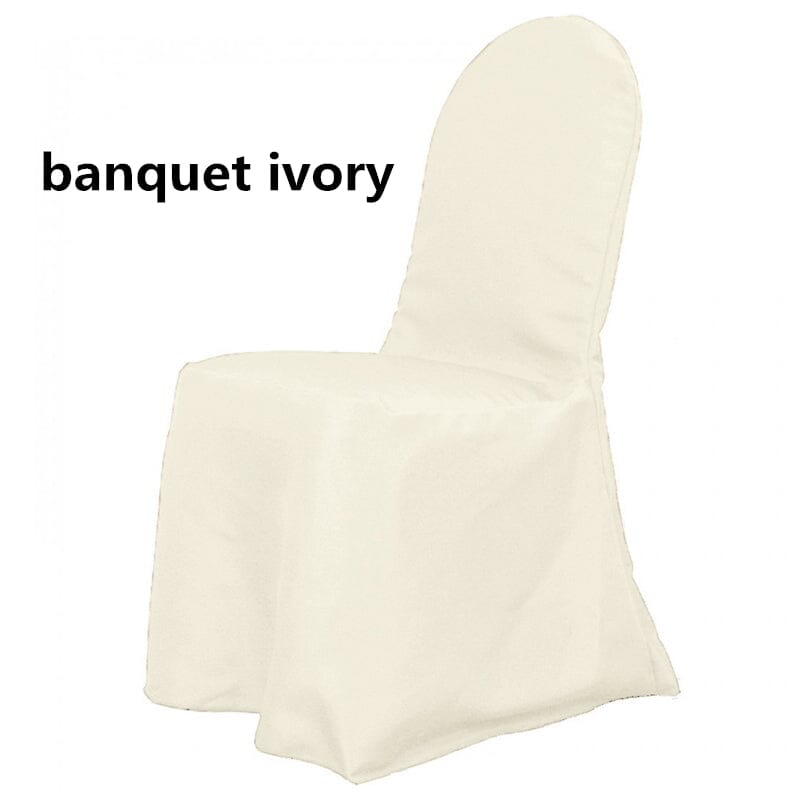 Wrinkle Free Banquet Chair Covers | Scuba Banquet Chair Cover | Chair Cover for Wedding, Event, Ballroom | White Ivory Black | newtextilefabric By Piece Ivory 