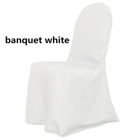 Wrinkle Free Banquet Chair Covers | Scuba Banquet Chair Cover | Chair Cover for Wedding, Event, Ballroom | White Ivory Black | newtextilefabric By Piece White 
