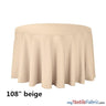 108" Round Polyester Seamless Tablecloth | Sold by Single Piece or Wholesale Box | Fabric mytextilefabric By Piece Beige 