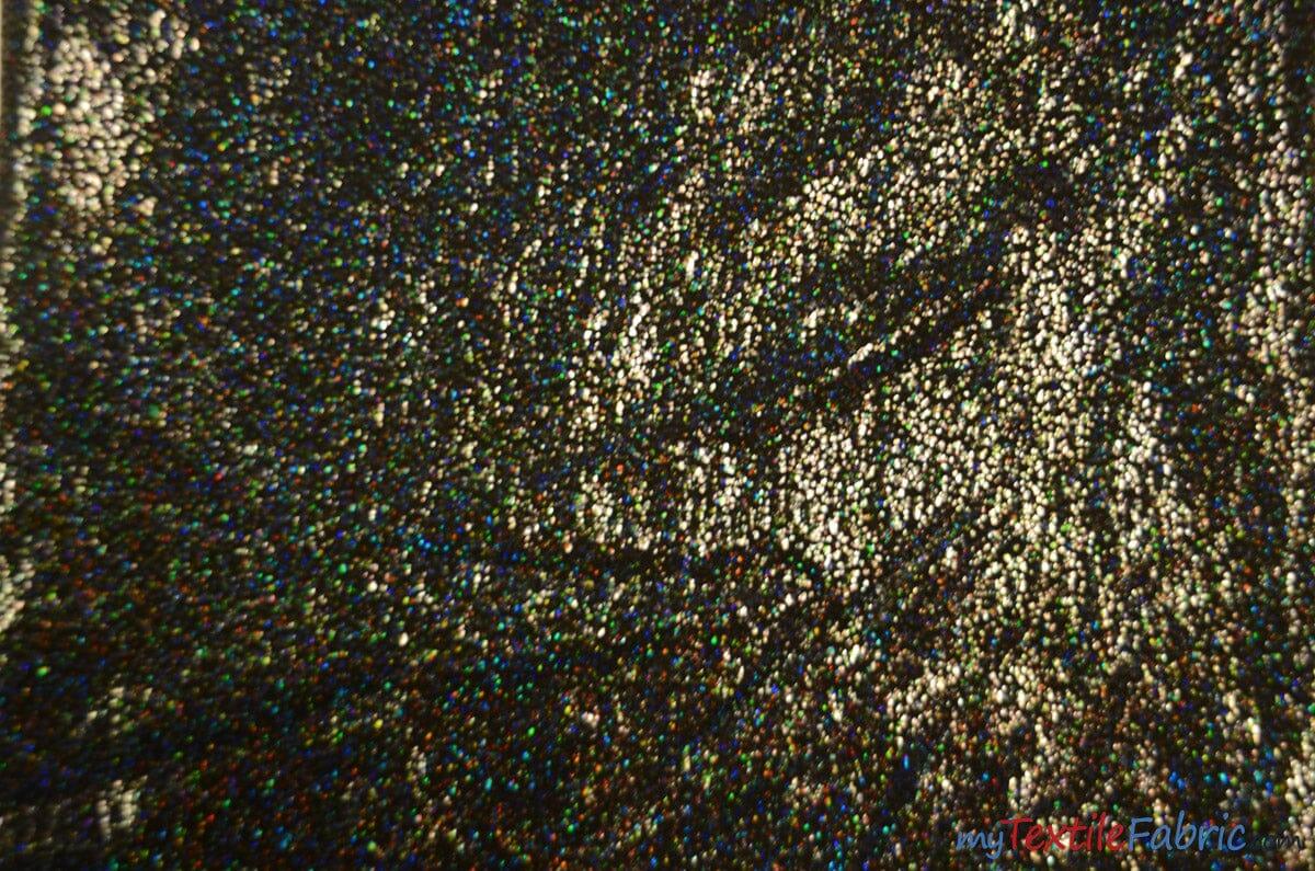 4 Way Stretch Dancewear Fabric | Pebbles Hologram Spandex | 58/60" Wide | Multiple Colors | Fabric mytextilefabric Yards Black Black 