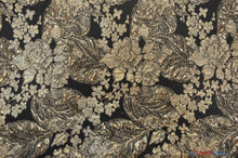 Load image into Gallery viewer, Botanical Bubble Metallic Jacquard | Design 16975A |54&quot; Wide | 4 Colors Available | Fabric mytextilefabric Yards Black Gold 