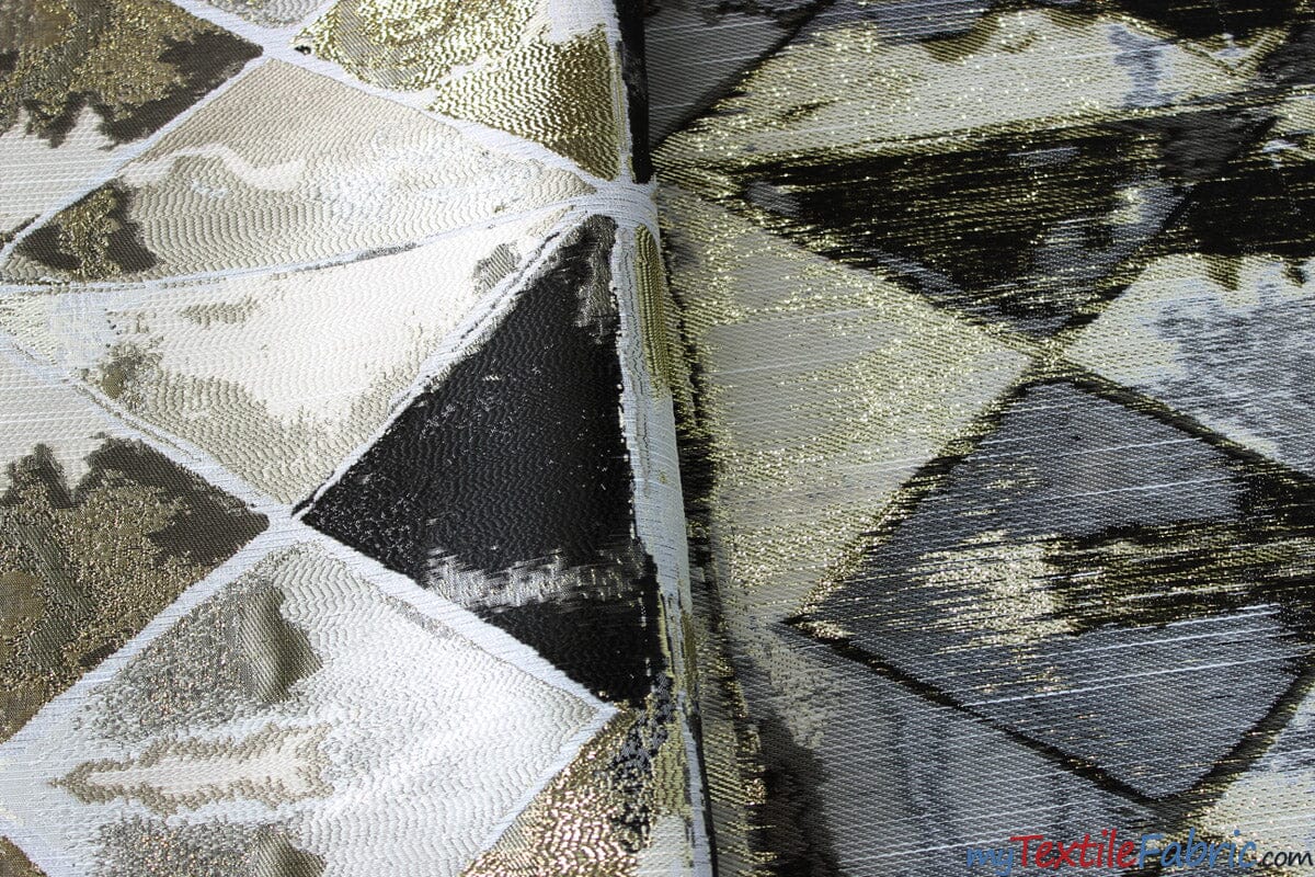 Vienna Brocade Fabric | Vienna Jacquard Fabric | 60" Wide | Multiple Colors | Drapery, Curtains, Tablecloths | Fabric mytextilefabric Yards Black Gold 