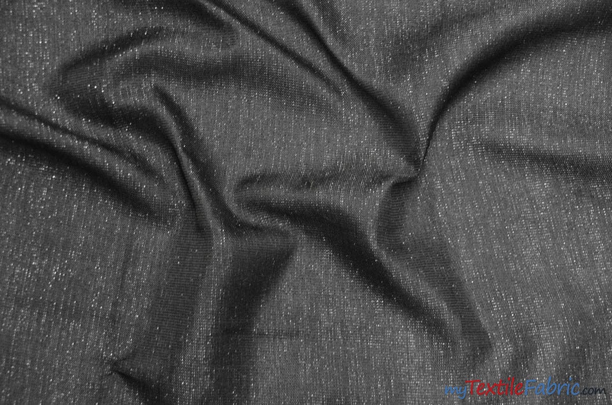Metallic Vintage Linen Fabric | Imitation Burlap with Metallic Foil | 60" Wide | Washable Burlap Fabric for Decor | Fabric mytextilefabric Yards Black Silver 