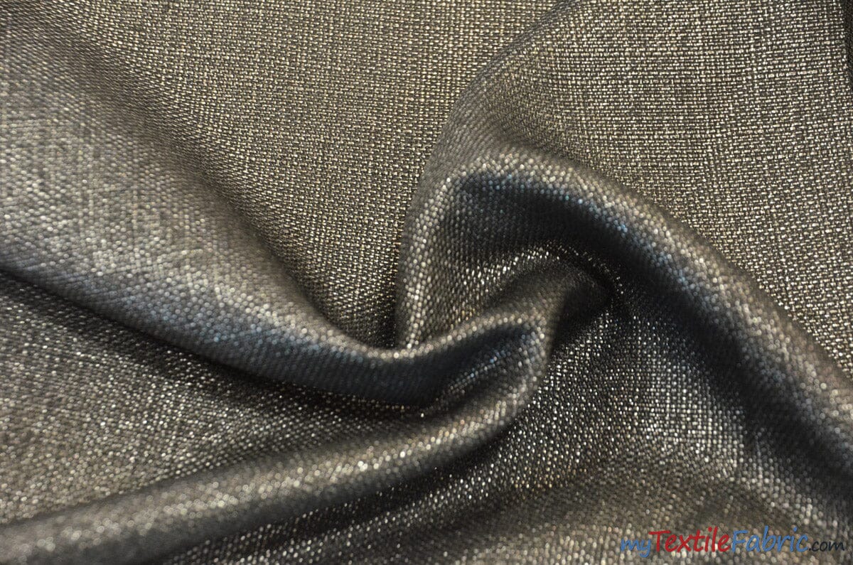 Metallic Foil Rustic Linen Fabric | Imitation Linen Fabric | Faux Linen Fabric | 58" Wide | 5 Colors | Fabric mytextilefabric Yards Black Silver 