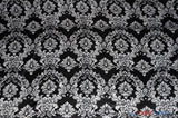 White Black Damask Satin Print Fabric | Damask Lamour Satin Fabric | Dull Satin Print | 60" Wide | Fabric mytextilefabric Yards Black White Damask 