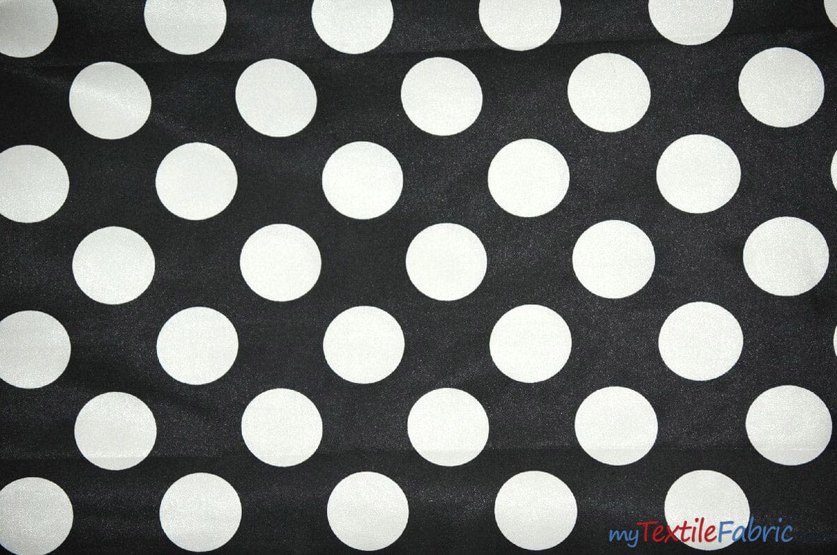 Polka Dot Satin | Soft Satin Polka Dot Charmeuse Fabric | 60" Wide | Fabric mytextilefabric Yards Black White Polka Dot 