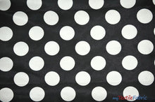 Load image into Gallery viewer, Polka Dot Satin | Soft Satin Polka Dot Charmeuse Fabric | 60&quot; Wide | Fabric mytextilefabric Yards Black White Polka Dot 