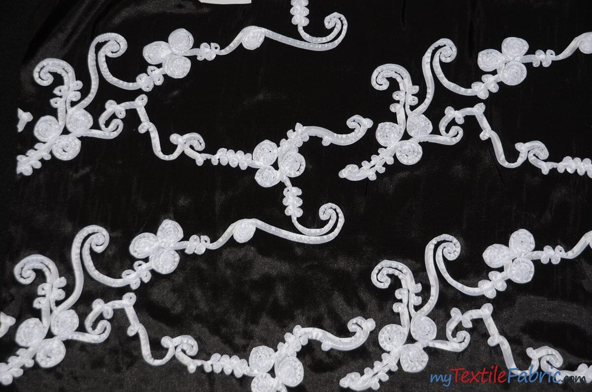 Ribbon Taffeta Fabric | Ribbon Cord Taffeta Embroidery | 54" Wide | Multiple Colors | Fabric mytextilefabric Yards Black White 