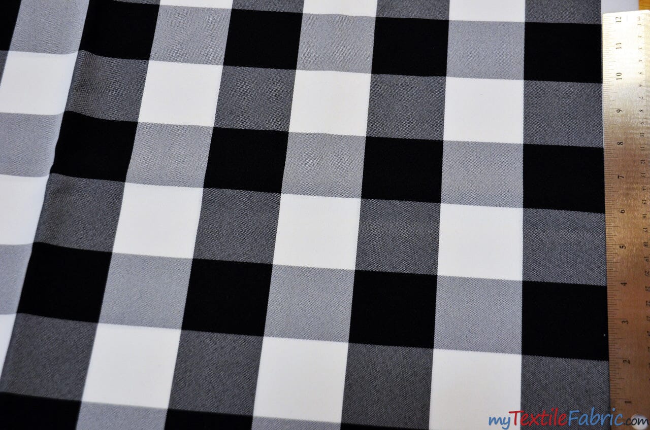 Buffalo Plaid Gingham Checkers | 2" Plaid Checkers | 60" Wide | Buffalo Checkers Fabric | Fabric mytextilefabric Yards Black White 