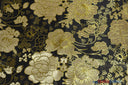 Oriental Metallic Flower Brocade | Metallic Brocade B23 | 58" Wide | Chinese Brocade Fabric | Fabric mytextilefabric Yards Black 