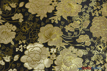 Load image into Gallery viewer, Oriental Metallic Flower Brocade | Metallic Brocade B23 | 58&quot; Wide | Chinese Brocade Fabric | Fabric mytextilefabric Yards Black 