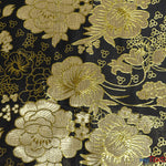 Load image into Gallery viewer, Oriental Metallic Flower Brocade | Metallic Brocade B23 | 58&quot; Wide | Chinese Brocade Fabric | Fabric mytextilefabric Yards Black 
