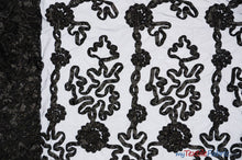 Load image into Gallery viewer, Luxury Organza Embroidery Fabric | Embroidered Ribbon Organza | 54&quot; Wide | Multiple Colors | Fabric mytextilefabric Yards Black 