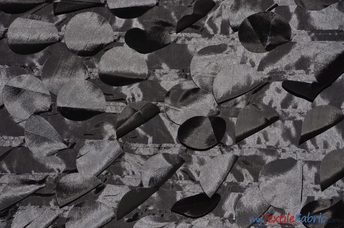 Petal Taffeta Fabric | Hanging Round Petal Taffeta | 57" Wide | Multiple Colors Fabric mytextilefabric Yards Black 