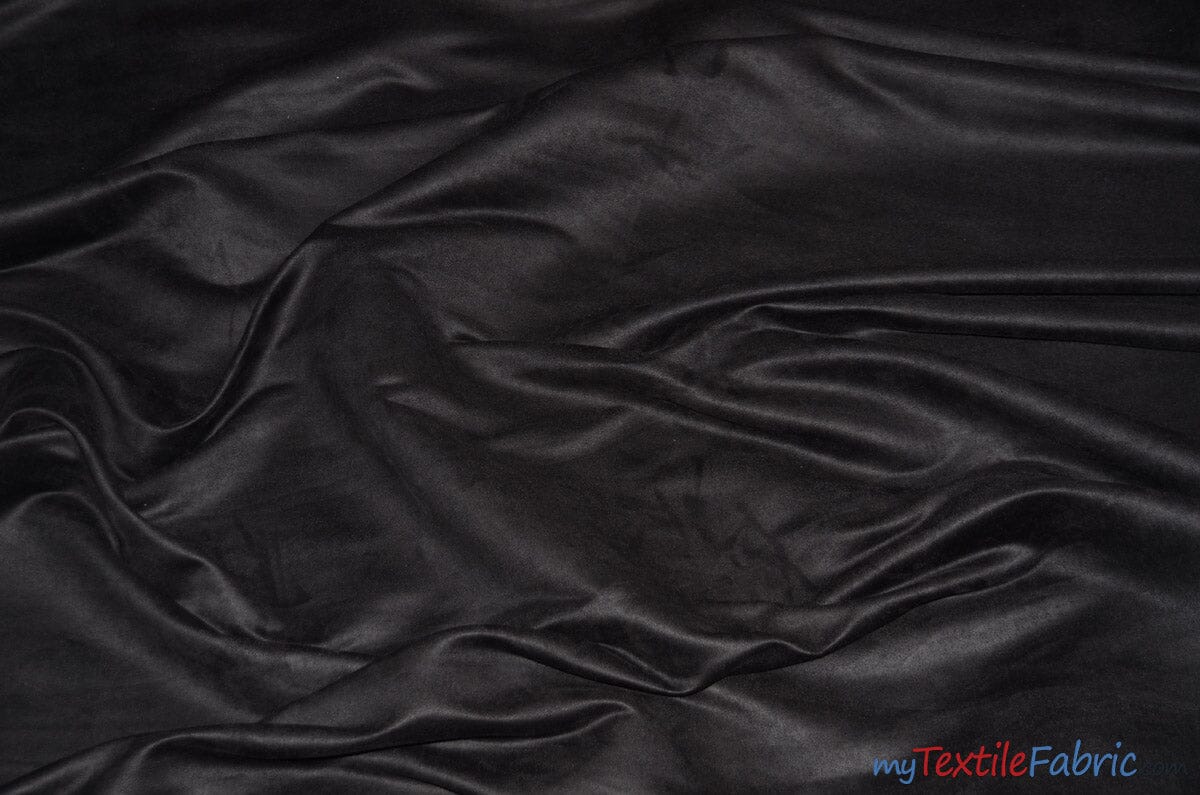 Suede Fabric | Microsuede | 40 Colors | 60" Wide | Faux Suede | Upholstery Weight, Tablecloth, Bags, Pouches, Cosplay, Costume | Continuous Yards | Fabric mytextilefabric Yards Black 