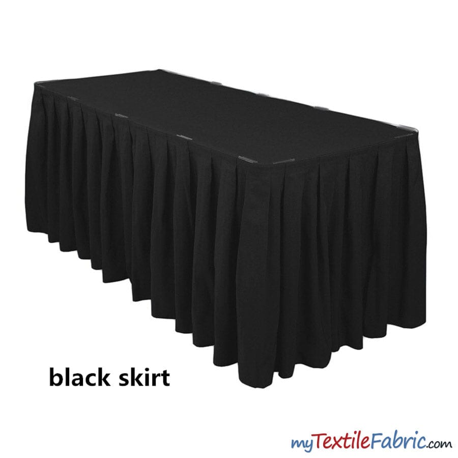 Polyester Table Skirt Fabric | Shirred Table Skirts | 29" x 13.5Ft | Sold By Piece or Wholesale Box | Fabric mytextilefabric By Piece Black 