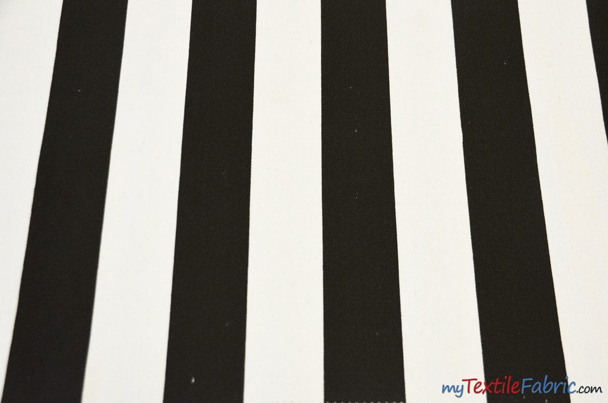 10 Oz 100% Cotton Canvas 2" Stripe | Outdoor Fabric | 60" Wide | Multiple Colors | Fabric mytextilefabric Yards Black 