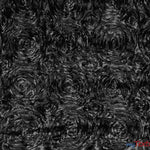 Load image into Gallery viewer, Rosette Satin Fabric | Wedding Satin Fabric | 54&quot; Wide | 3d Satin Floral Embroidery | Multiple Colors | Sample Swatch| Fabric mytextilefabric Sample Swatches Black 
