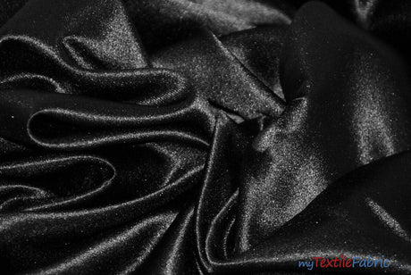 Stretch Matte Satin Peau de Soie Fabric | 60" Wide | Stretch Duchess Satin | Stretch Dull Lamour Satin for Bridal, Wedding, Costumes, Bridesmaid Dress Fabric mytextilefabric Yards Black 