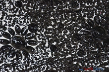 Load image into Gallery viewer, Wedding Bliss Fabric | 3d Floral Chiffon Fabric | Floral Chiffon Embroidery | 52&quot; Wide | 4 Colors | Fabric mytextilefabric Yards Black 
