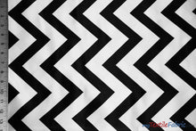 Load image into Gallery viewer, Chevron Satin Fabric | Chevron L&#39;amour Satin | Matte Satin Print | 60&quot; Wide | Multiple Colors | Fabric mytextilefabric Yards Black 