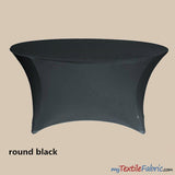 5ft Diameter Round Spandex Tablecloth - fits 60" Diameter Tables | Sold by the Piece or Wholesale Box | Fabric mytextilefabric By Piece Black 