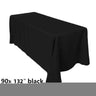 90" x 132" Polyester 6Ft Tablecloth | 6ft Table Drape | Sold by Piece or Wholesale Box | Fabric mytextilefabric By Piece Black 