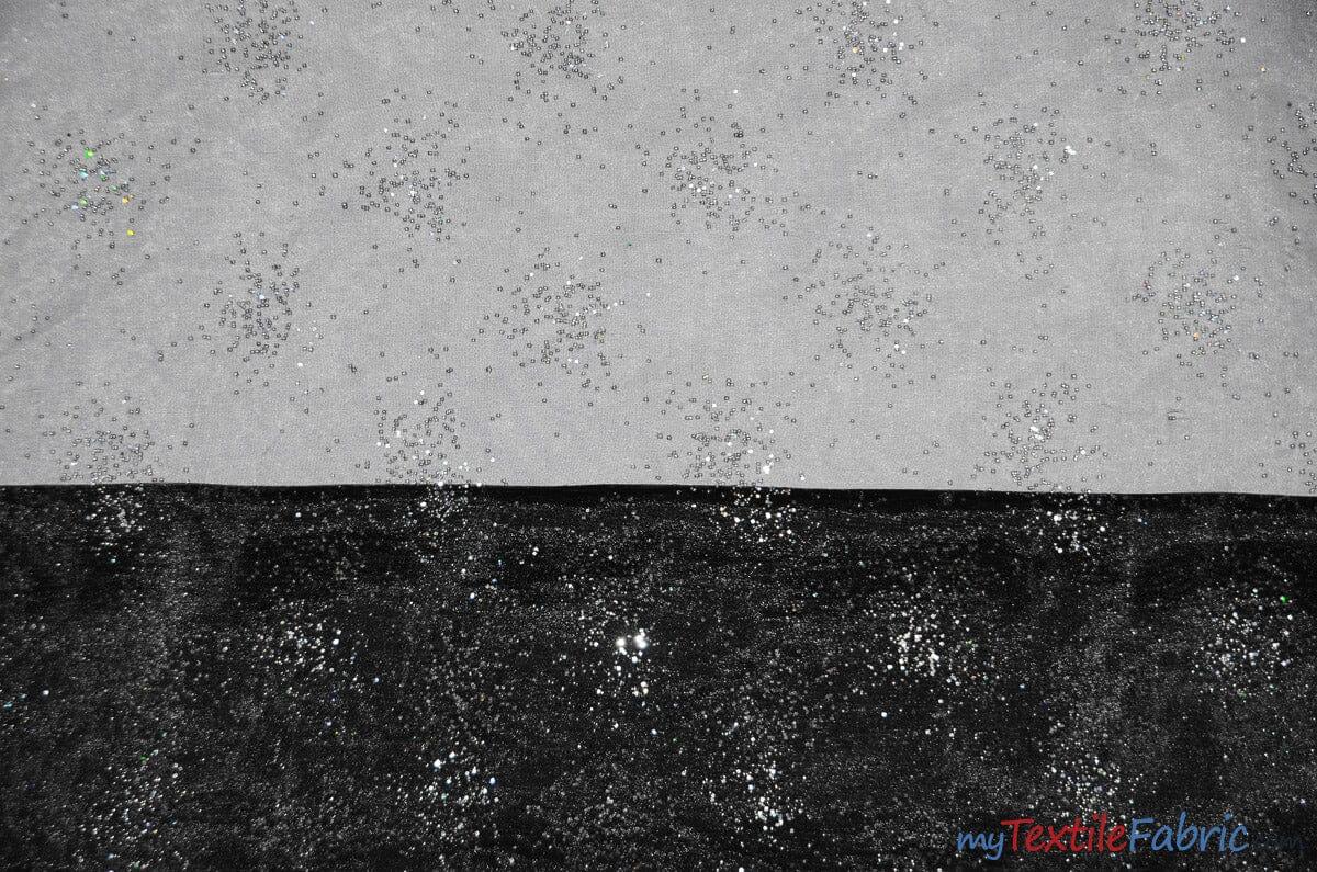 Sparkle Organza Fabric | Glitter Beads on Organza Fabric | 58" Wide | Fabric mytextilefabric Yards Black 