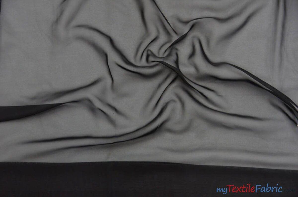 Double Georgette Fabric | 100% Polyester | 60" Wide | Multiple Colors | Poly Georgette Fabric | Fabric mytextilefabric Yards Black 