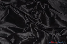 Load image into Gallery viewer, Polyester Silk Fabric | Faux Silk | Polyester Dupioni Fabric | Wholesale Bolt | 54&quot; Wide | Multiple Colors | Fabric mytextilefabric Bolts Black 
