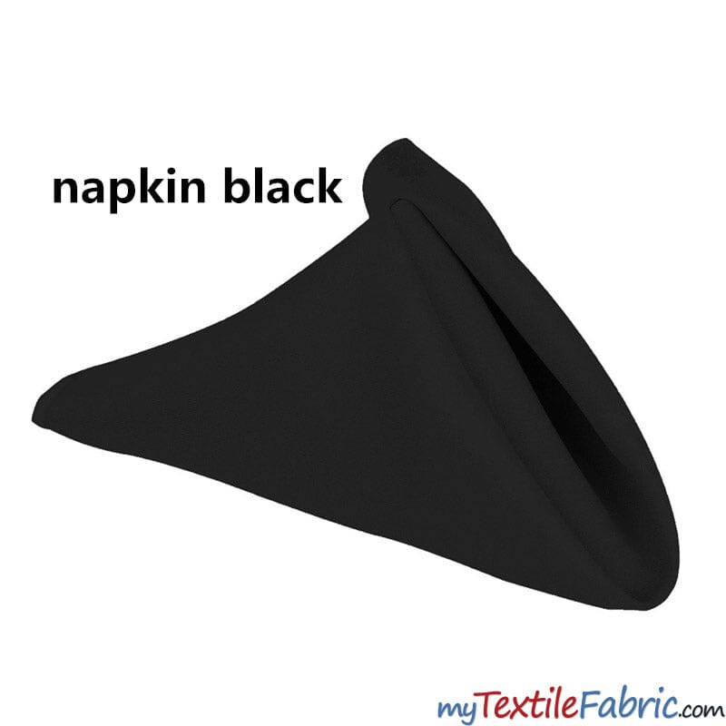 Polyester Table Napkins | Baby Hem Edge | Size 20" x 20" | Washable, Durable, Reusable | Fabric mytextilefabric By Box (10pcs) Black 