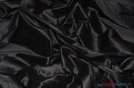 Polyester Silk Fabric | Faux Silk | Polyester Dupioni Fabric | Sample Swatch | 54" Wide | Multiple Colors | Fabric mytextilefabric Sample Swatches Black 