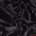 Load image into Gallery viewer, Polyester Silk Fabric | Faux Silk | Polyester Dupioni Fabric | Sample Swatch | 54&quot; Wide | Multiple Colors | Fabric mytextilefabric Sample Swatches Black 
