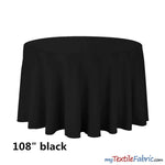 Load image into Gallery viewer, 108&quot; Round Polyester Seamless Tablecloth | Sold by Single Piece or Wholesale Box | Fabric mytextilefabric By Piece Black 
