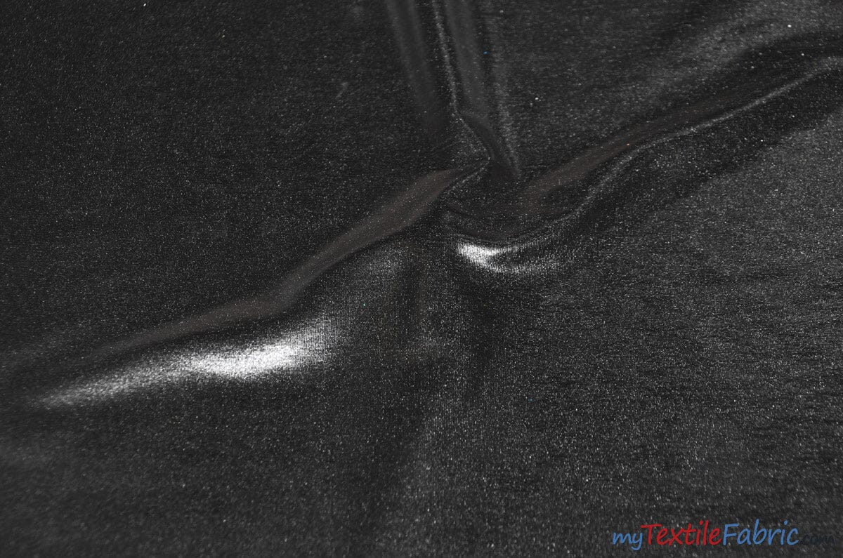 Metallic Foil Spandex Lame | Stretch Metallic Lame | Spandex Lame Fabric | All Over Foil on Stretch Knit | 60" Wide | Fabric mytextilefabric Yards Black 