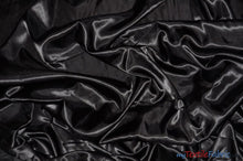Load image into Gallery viewer, Silky Soft Medium Satin Fabric | Lightweight Event Drapery Satin | 60&quot; Wide | Economic Satin by the Wholesale Bolt | Fabric mytextilefabric Bolts Black 0065 