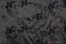 Load image into Gallery viewer, Ribbon Taffeta Fabric | Ribbon Cord Taffeta Embroidery | 54&quot; Wide | Multiple Colors | Fabric mytextilefabric Yards Black 