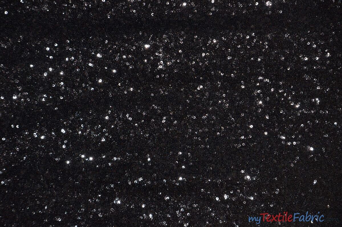 Glitz Mesh Sequins Fabric | 3mm Glitter Sequins | 52" Wide | Multiple Colors | Fabric mytextilefabric Yards Black 