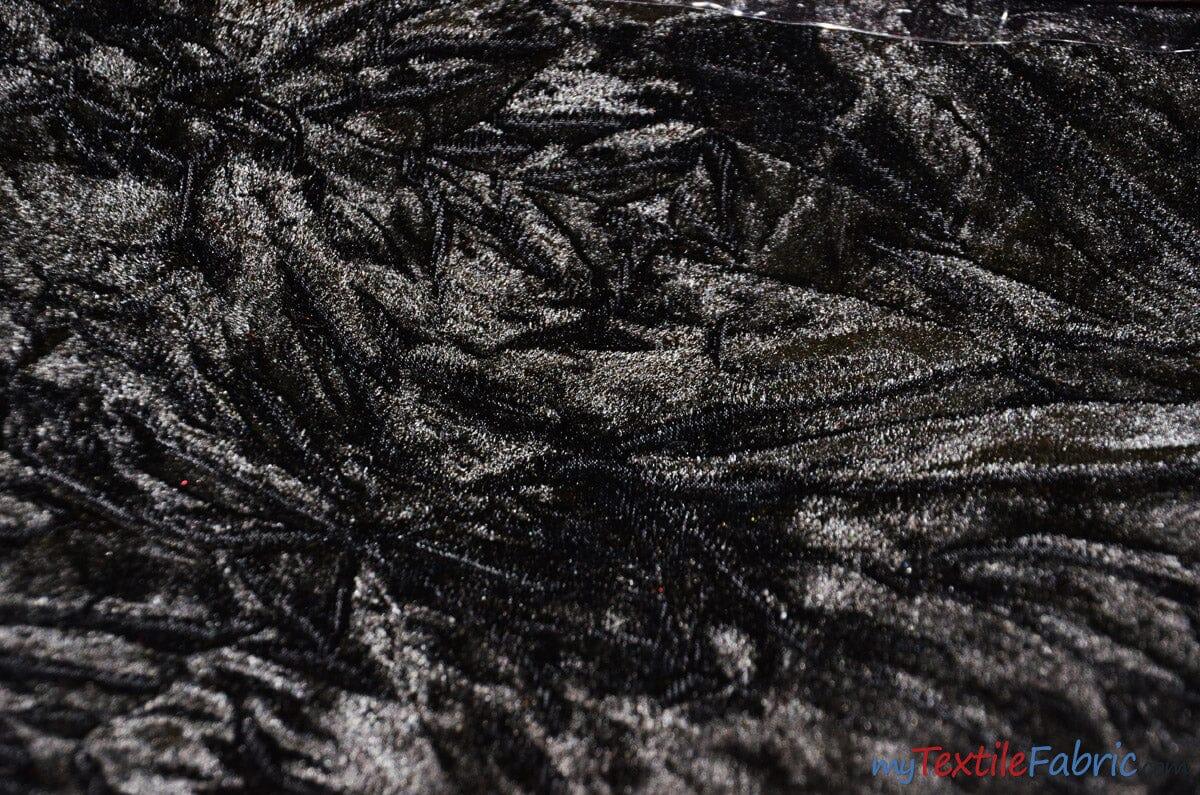 Crushed Triple Velvet | Crush Velvet Fabric | 45" Wide | Original Crushed Plush Velvet | Multiple Colors | Fabric mytextilefabric Bolts Black 