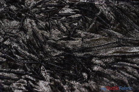 Crushed Triple Velvet | Crush Velvet Fabric | 45" Wide | Original Crushed Plush Velvet | Multiple Colors | Fabric mytextilefabric Bolts Black 