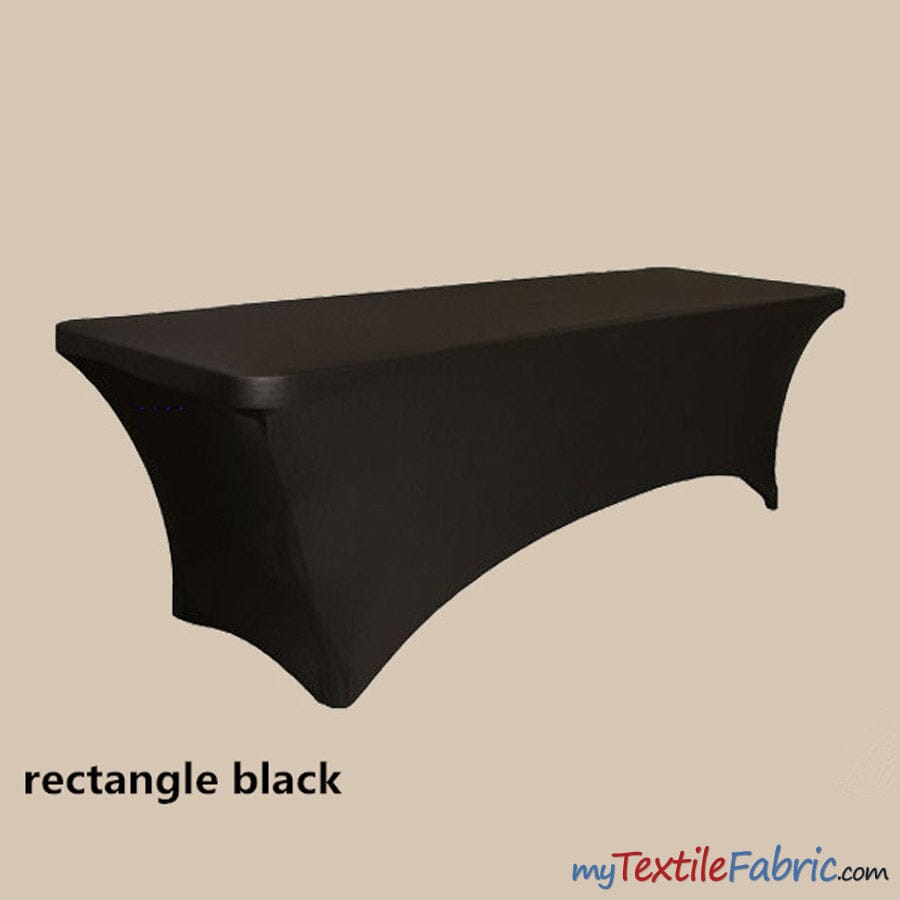 8ft Spandex Tablecloths - Fits Standard 8ft Table | Sold by Piece or Wholesale Box | Fabric mytextilefabric By Piece Black 