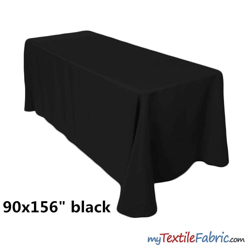 90" x 156" Polyester 8ft Tablecloth | 8ft Table Drape | Sold by Piece or Wholesale Box | Fabric mytextilefabric By Piece Black 
