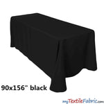 Load image into Gallery viewer, 90&quot; x 156&quot; Polyester 8ft Tablecloth | 8ft Table Drape | Sold by Piece or Wholesale Box | Fabric mytextilefabric By Piece Black 
