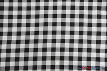Load image into Gallery viewer, Gingham Checkered Fabric | Polyester Picnic Checkers | 1&quot; x 1&quot; | 60&quot; Wide | Tablecloths, Curtains, Drapery, Events, Apparel | Fabric mytextilefabric Yards Black White 