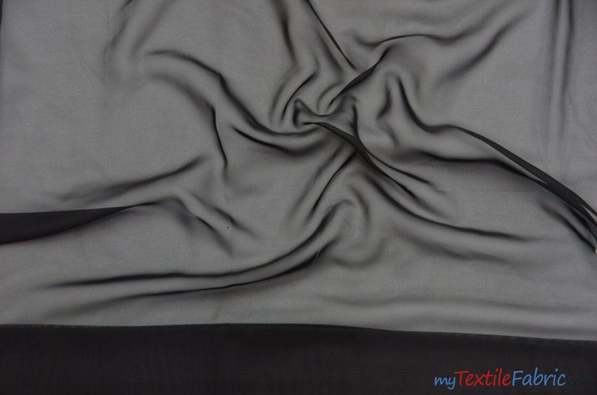 Chiffon Fabric | Super Soft & Flowy | 60" Wide | Wholesale Bolt | Multiple Colors | Fabric mytextilefabric Bolts Black 