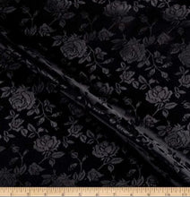 Load image into Gallery viewer, Satin Jacquard | Satin Flower Brocade | 60&quot; Wide | Wholesale Bolt 65 Yards | Fabric mytextilefabric Bolts Black 