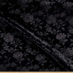 Load image into Gallery viewer, Satin Jacquard | Satin Flower Brocade | 60&quot; Wide | Sold by the Continuous Yard | Fabric mytextilefabric Yards Black 
