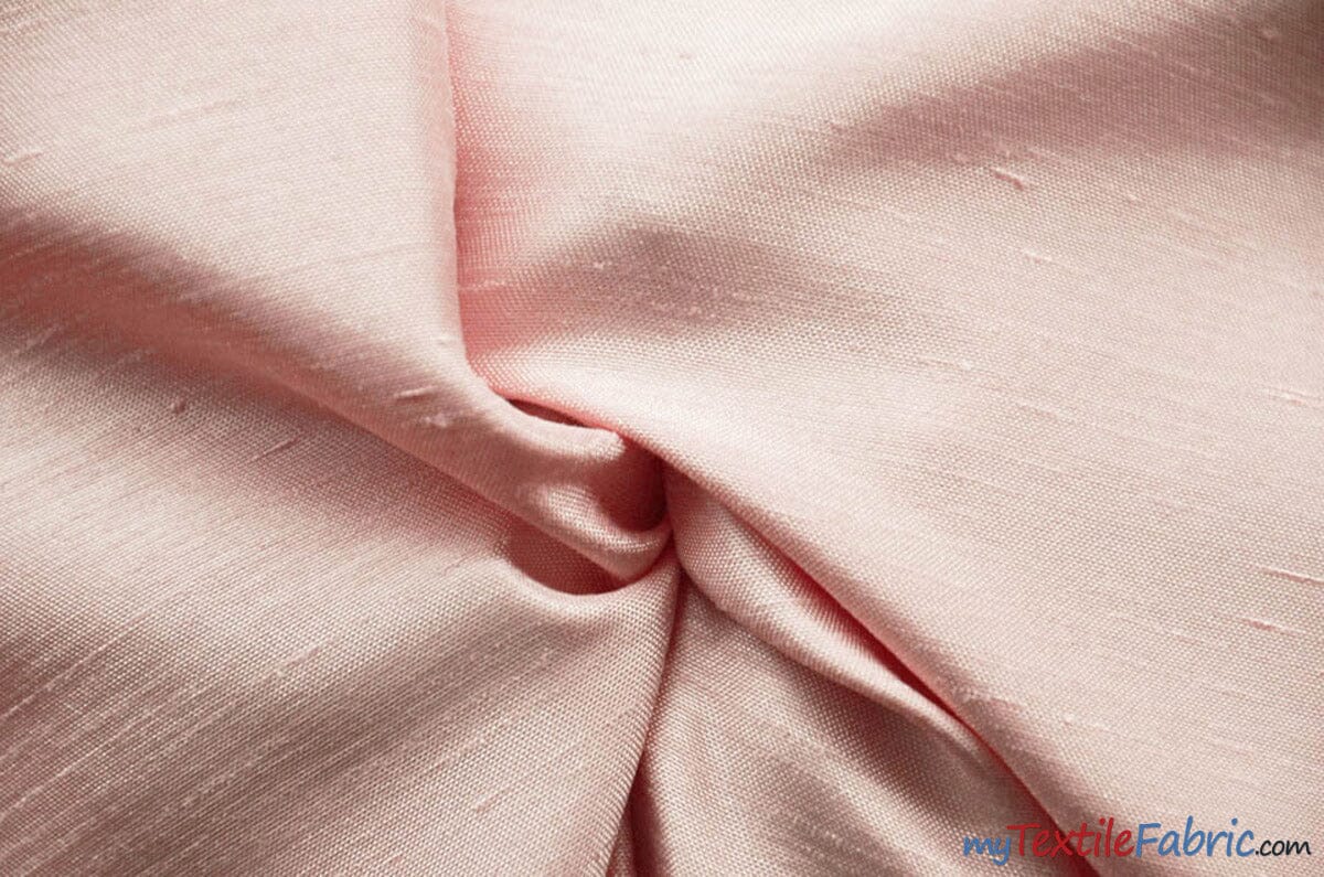 Shantung Satin Fabric | Satin Dupioni Silk Fabric | 60" Wide | Multiple Colors | Continuous Yards | Fabric mytextilefabric Yards Blush Pink 