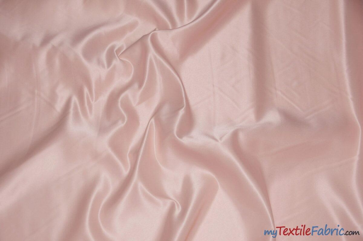 L'Amour Satin Fabric | Polyester Matte Satin | Peau De Soie | 60" Wide | Continuous Yards | Wedding Dress, Tablecloth, Multiple Colors | Fabric mytextilefabric Yards Blush Pink 