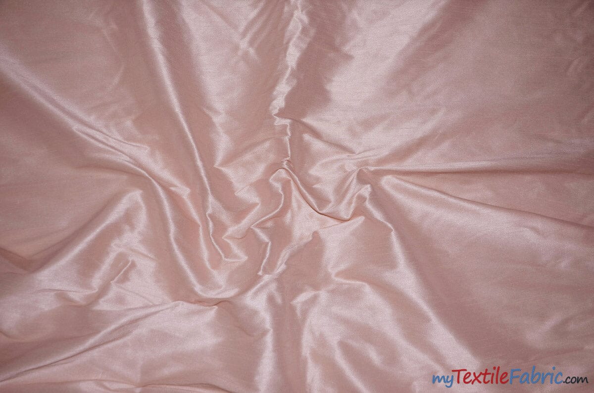 Polyester Silk Fabric | Faux Silk | Polyester Dupioni Fabric | Continuous Yards | 54" Wide | Multiple Colors | Fabric mytextilefabric Yards Blush Pink 